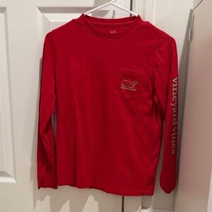 Vineyard Vines Kids Red Long-Sleeve Pocket Tee